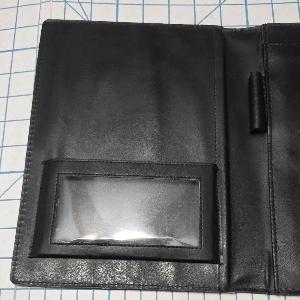 Black Folio, Pen - Unit Insignia US Army 5th Finance Group Germany 1980s 10x7.5